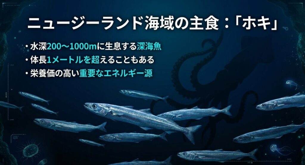 ニュージーランド近海でホキを餌とする実態