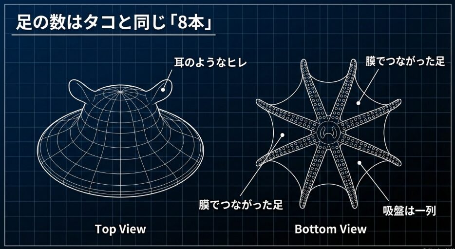 メンダコの8本の腕