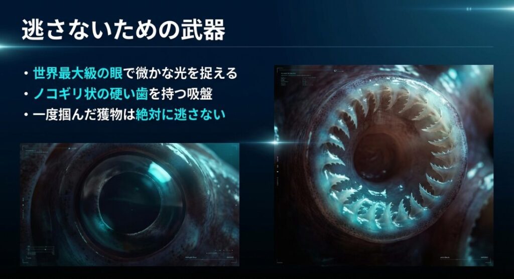 巨大な眼で主食となる獲物を索敵する仕組み