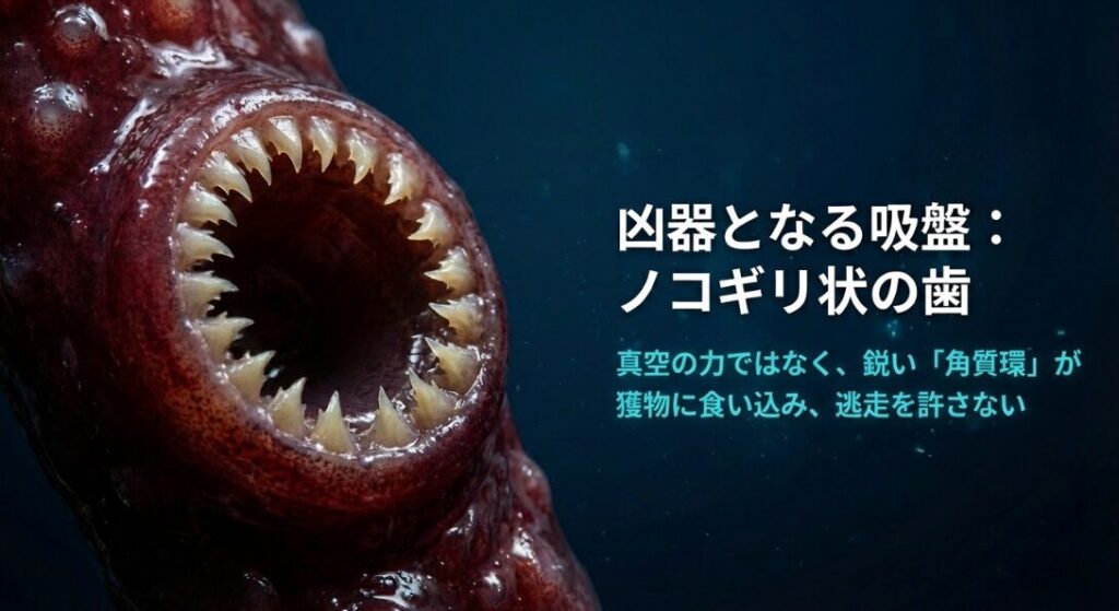 獲物を捕らえる長い触腕が持つ驚くべき強い武器