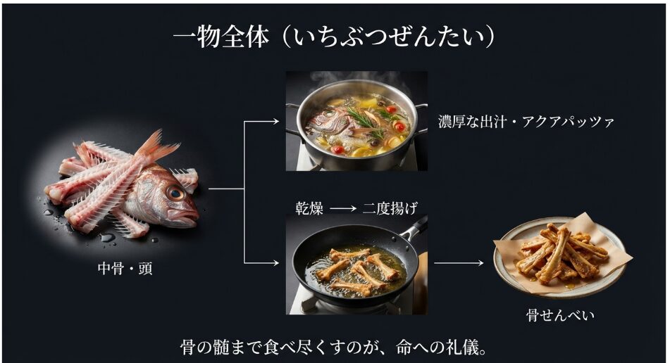 目玉も、皮も、骨の髄まで……文字通り、何一つ捨てる場所がなくなるのです。