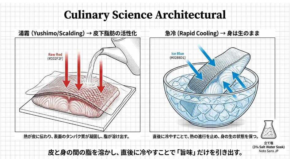 霜降り（熱湯をかけて冷水で洗う）