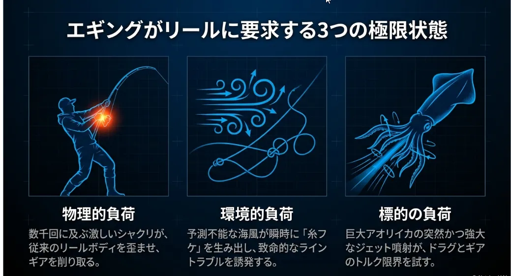 23ストラディックはエギングの過酷な負荷を「剛」で制する