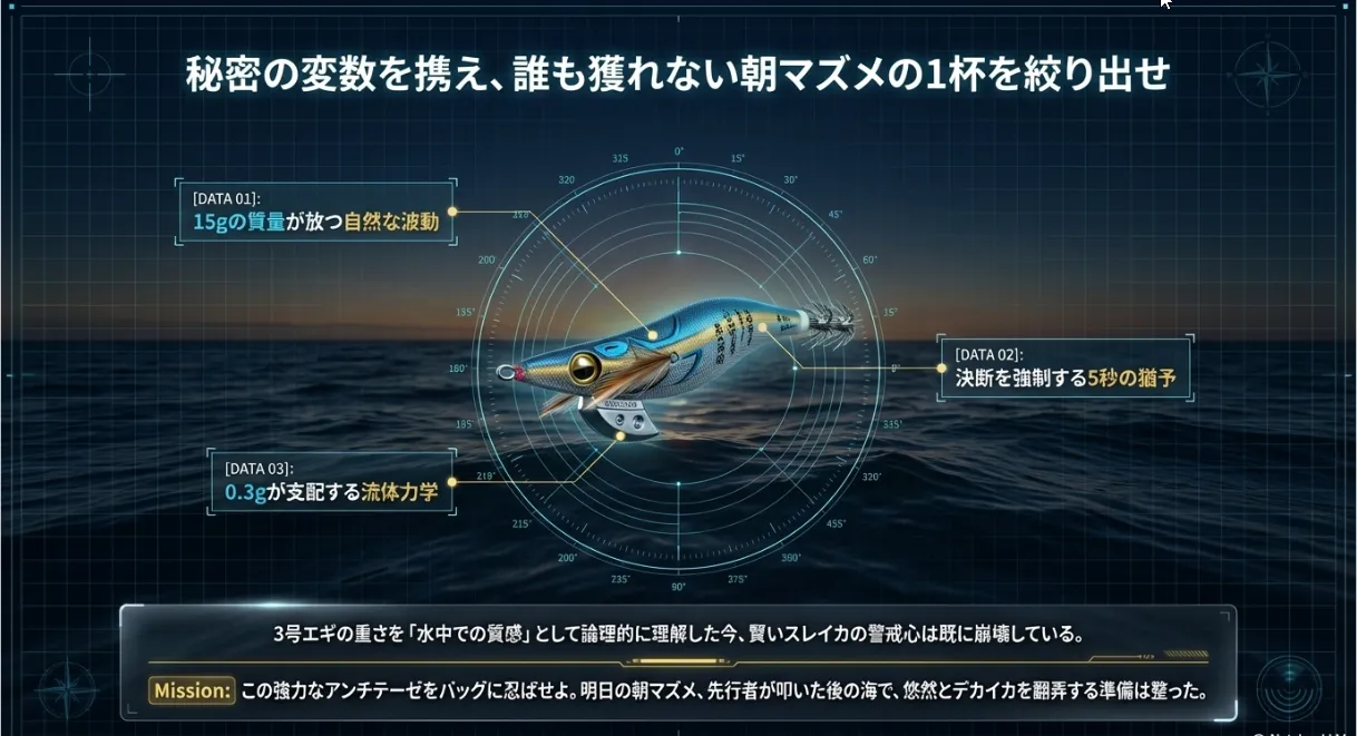 3号エギの重さを味方につけて！福井の海で最高の1杯を