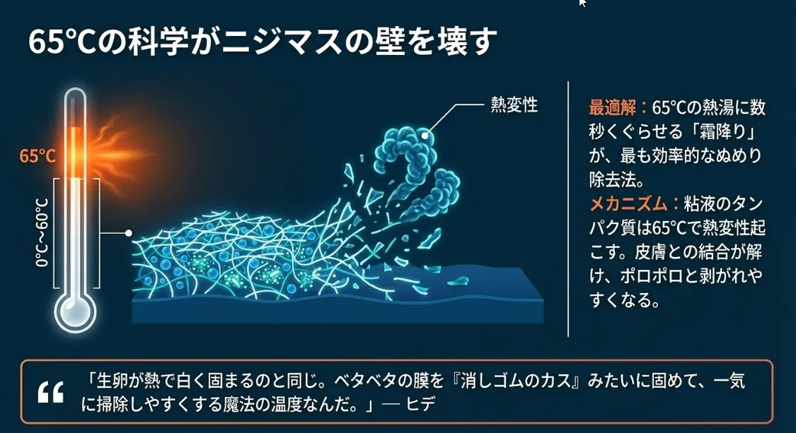 65℃の科学で解決！身を煮込まずに粘液だけを剥がす裏技