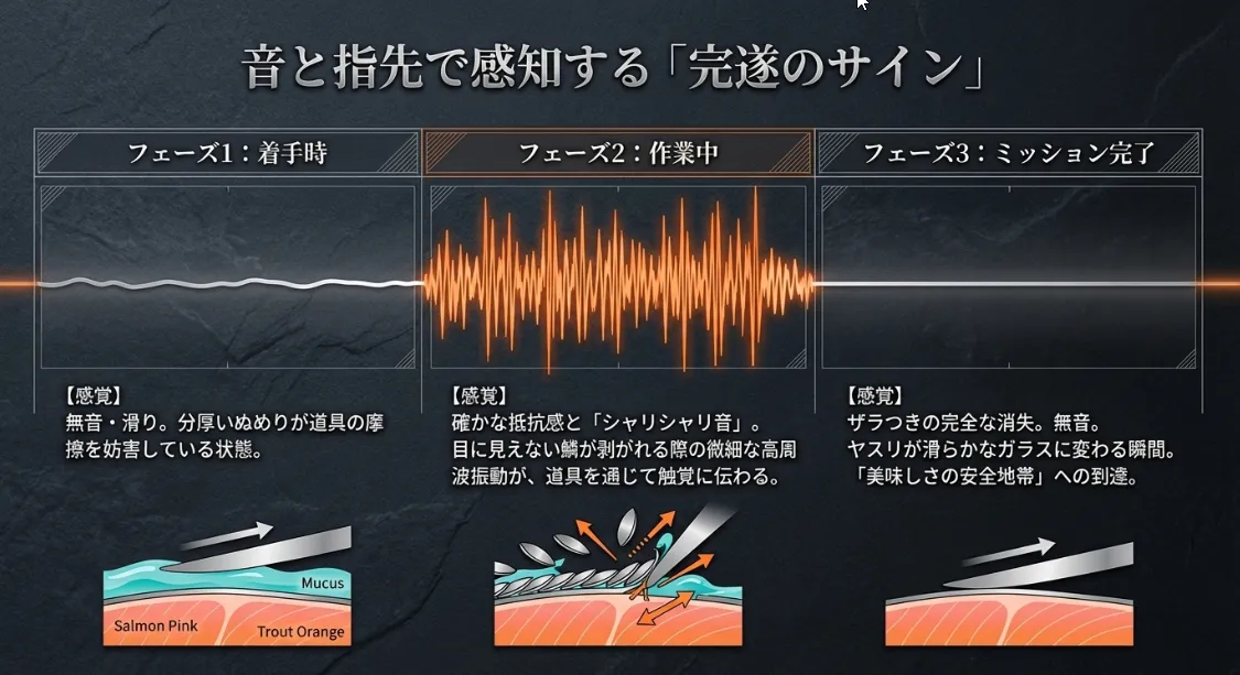「シャリシャリ音」が合格サイン！視覚に頼らない完遂の目安