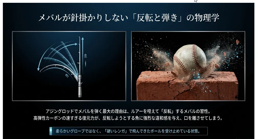 なぜ弾く？メバルの「反転」と高弾性カーボンの物理的相関