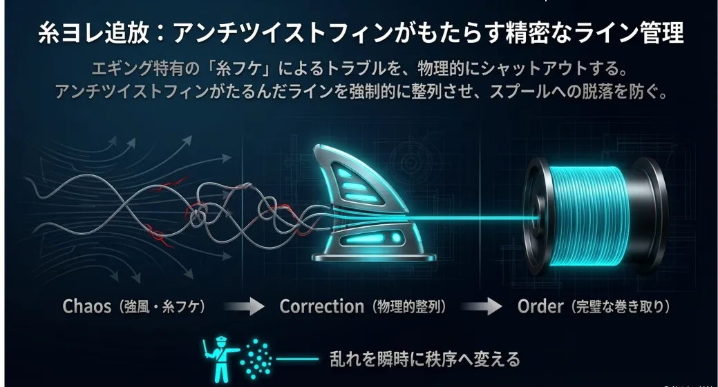 アンチツイストフィンでエギング特有の糸ヨレ地獄をハックする