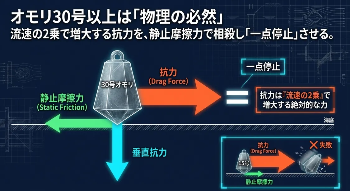 オモリ30号は必然！海底との摩擦力を最大化するタックル構成