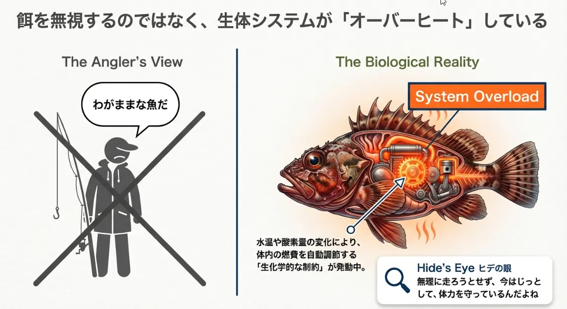 カサゴが餌を食べないのは「わがまま」ではなく「生化学的制約」