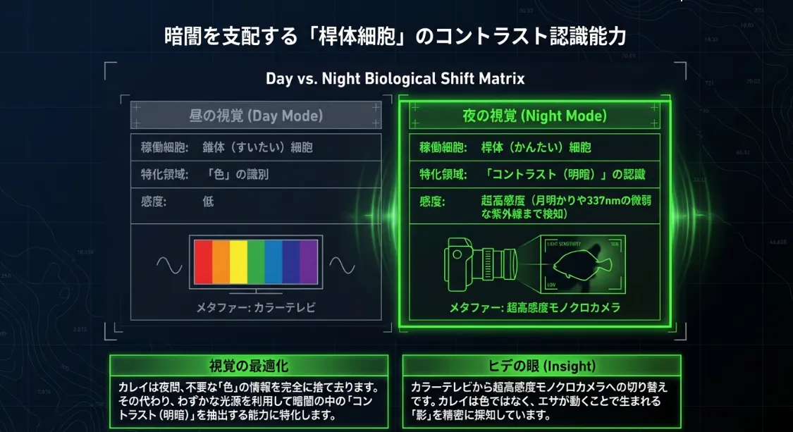 カレイの目は夜間に進化する？桿体細胞による驚異の光増幅