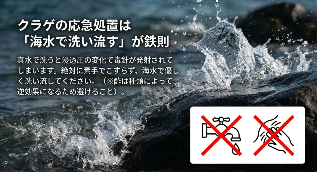 クラゲには海水洗浄！真水やお酢がダメな理由を知っておこう