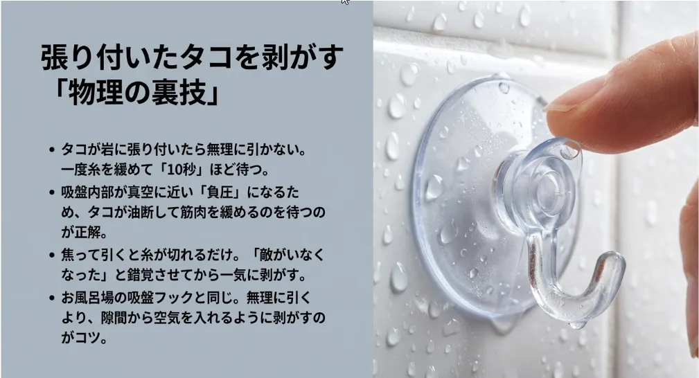 吸盤の力は「水圧」のせい？張り付いたタコを剥がす物理の技