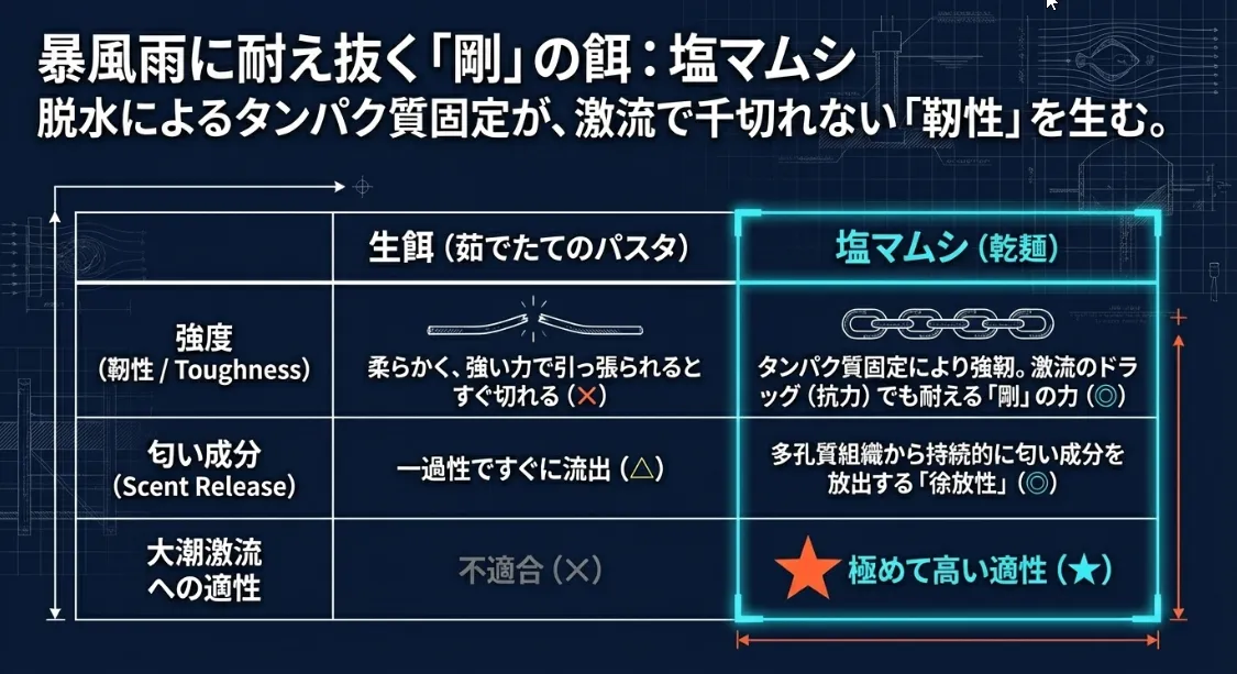 塩マムシが最強な物理的理由！激流のドラッグに耐える「剛」の餌