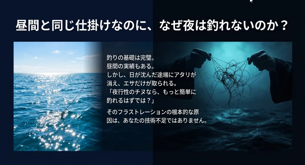 夜のチヌ釣りは「色のない世界」をモノクロの影で攻略せよ
