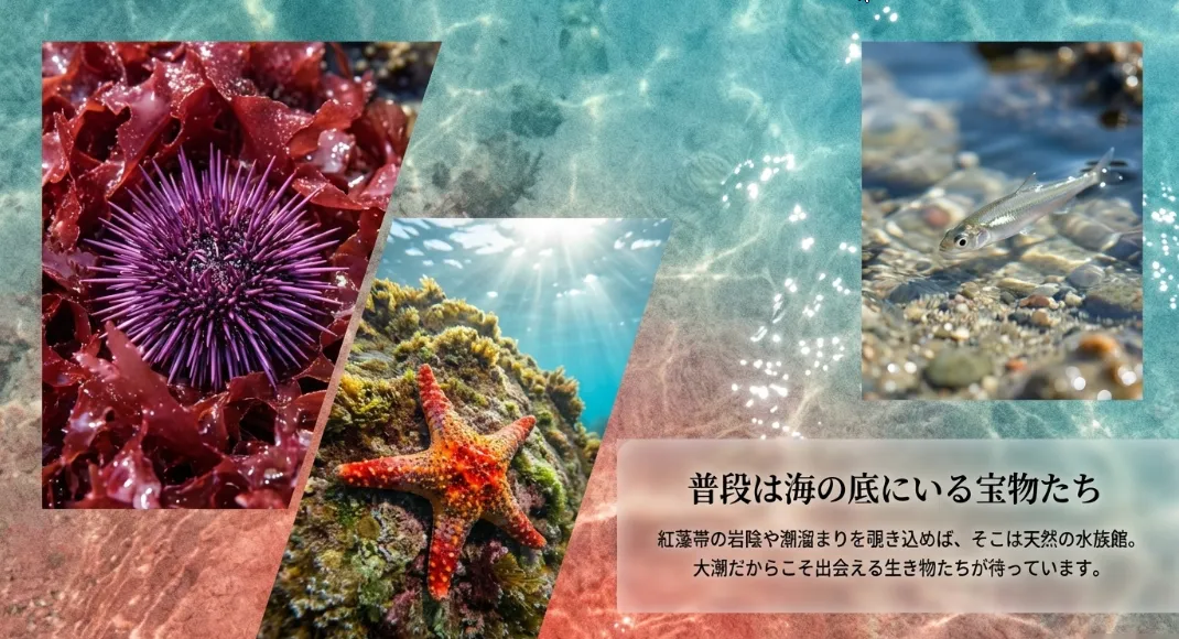 大潮の日にしか顔を出さないウミウシやタコを探そう