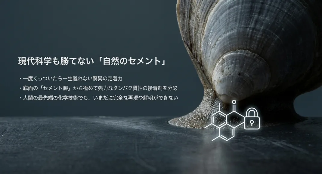 岩場やクジラに執拗に固着する驚異の接着パワー