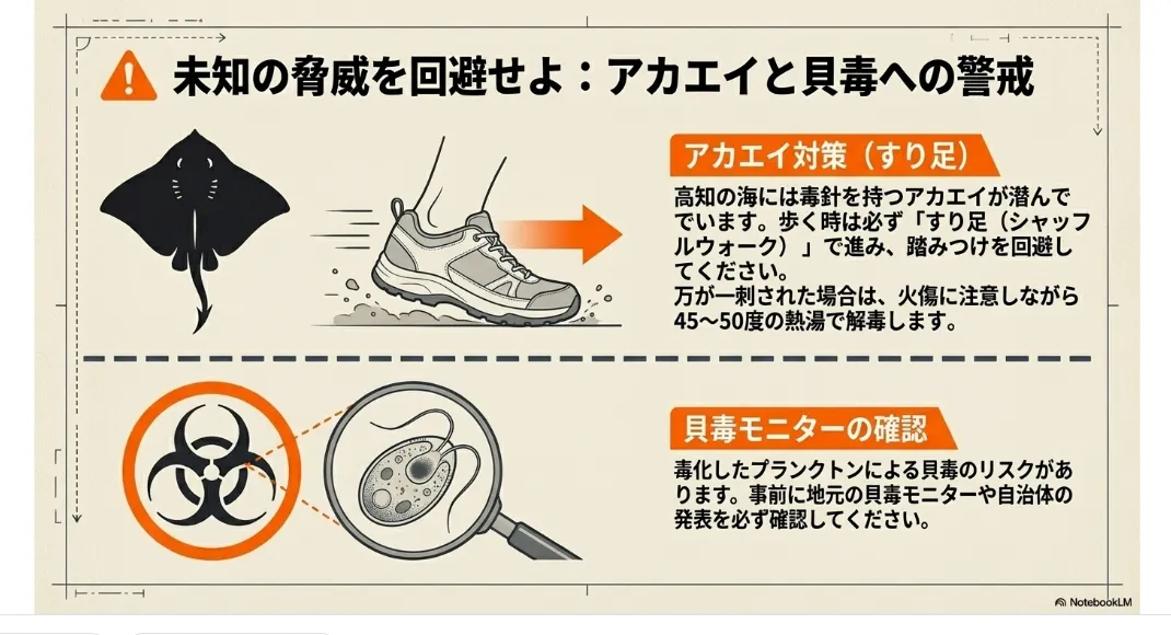 怪怪我をせずに笑顔で帰る！アカエイを物理的に回避する「エイ歩き」