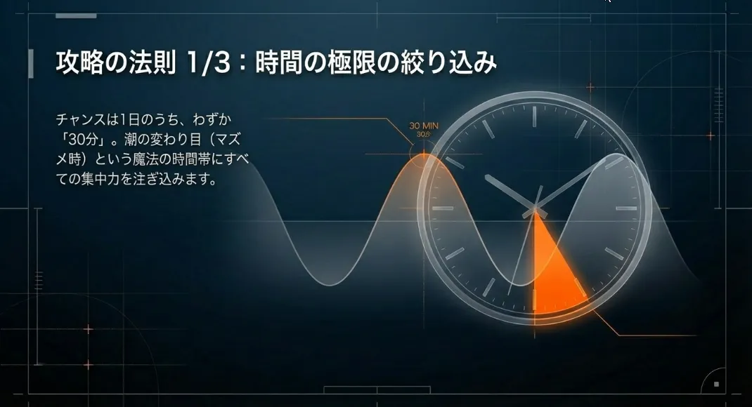 晴天が続いた日の「夕マズメ（日没前後）」