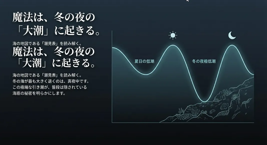 月と太陽の動きを読み解く！深夜の磯に道が現れる潮汐の不思議