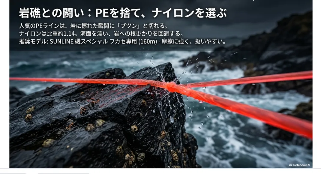 根掛かりを制御せよ！ナイロンの「比重」が磯を制する物理