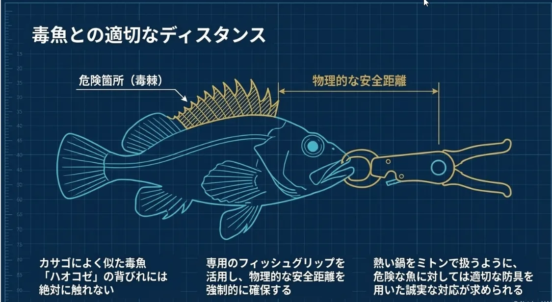 毒魚は「触らない」のが鉄則！物理的な距離を保とう