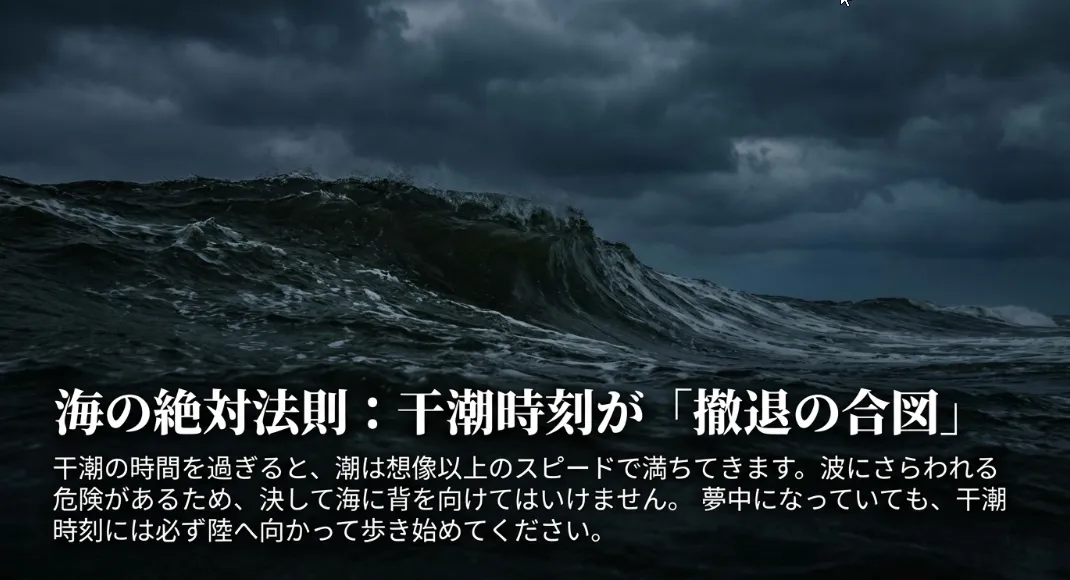 満潮に向かう時間を逆算して早めに切り上げるのが大人の余裕