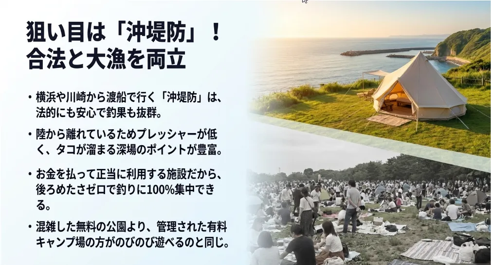 狙い目は「沖堤防」！横浜・川崎で合法的にタコと出会える場所