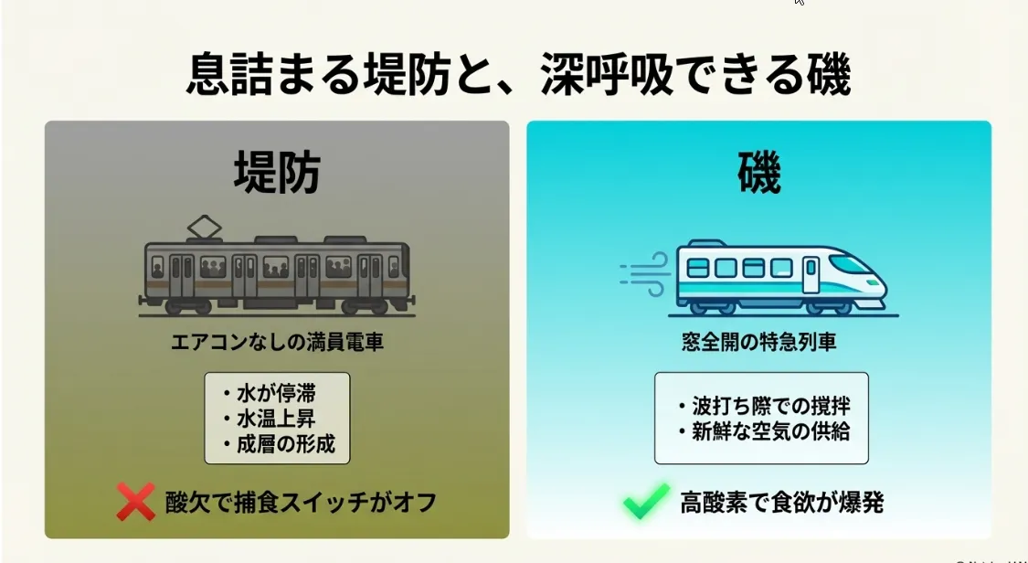 磯のサラシは「酸素の爆心地」！捕食スイッチが入る理由