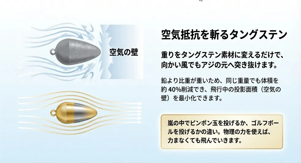 空気抵抗を最小化！タングステンで「突き抜ける初速」を維持せよ