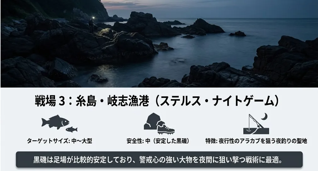 糸島エリア：テトラを歩いて「フレッシュな穴」を叩き続ける