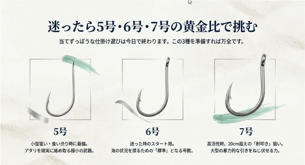 結論は5号〜7号！キスのサイズと活性で使い分けるのが正解