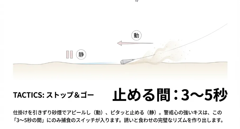 誘いのスピードを12にして「食わせの間」を作る