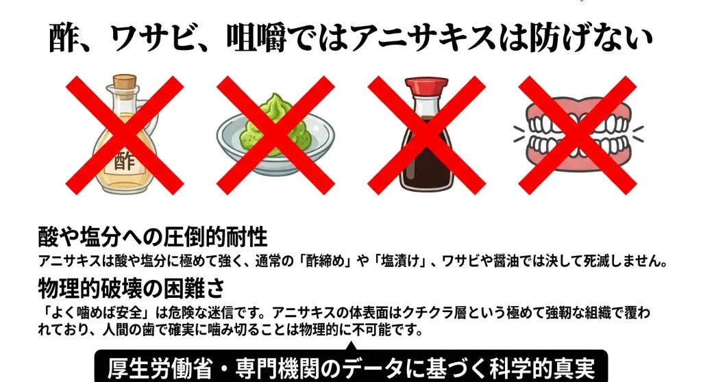 酢締めやワサビでは死なない！科学的に否定された5つの迷信