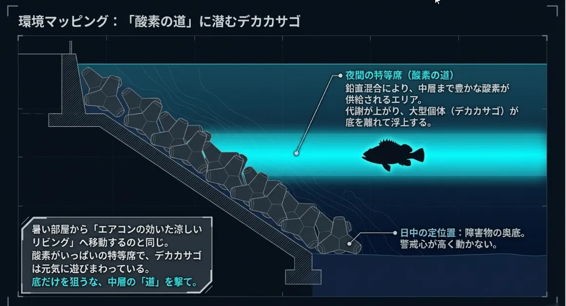 酸素量の豊富な「サラシ」と壁面に潜むデカカサゴ