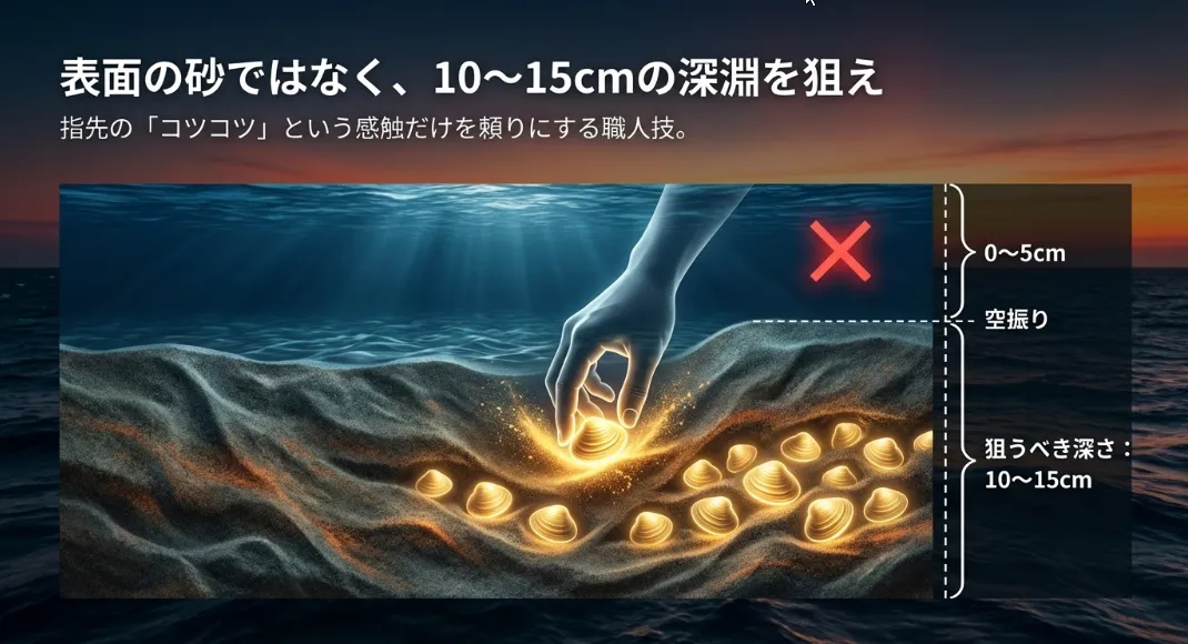 雪解け水が鍵！貝が潜む「深さ15センチ」への到達法