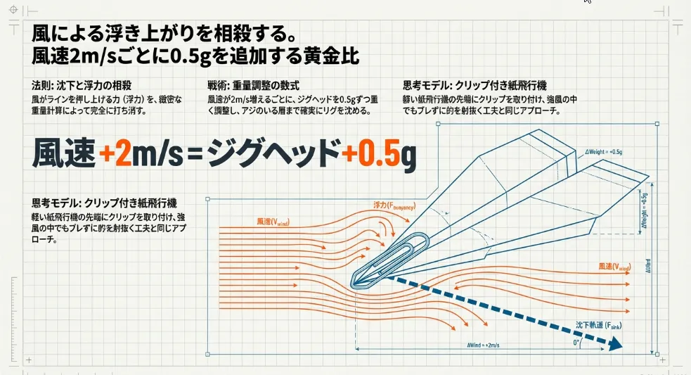 風速別タクティクス遷移：狙うレンジとリグ重量の黄金比