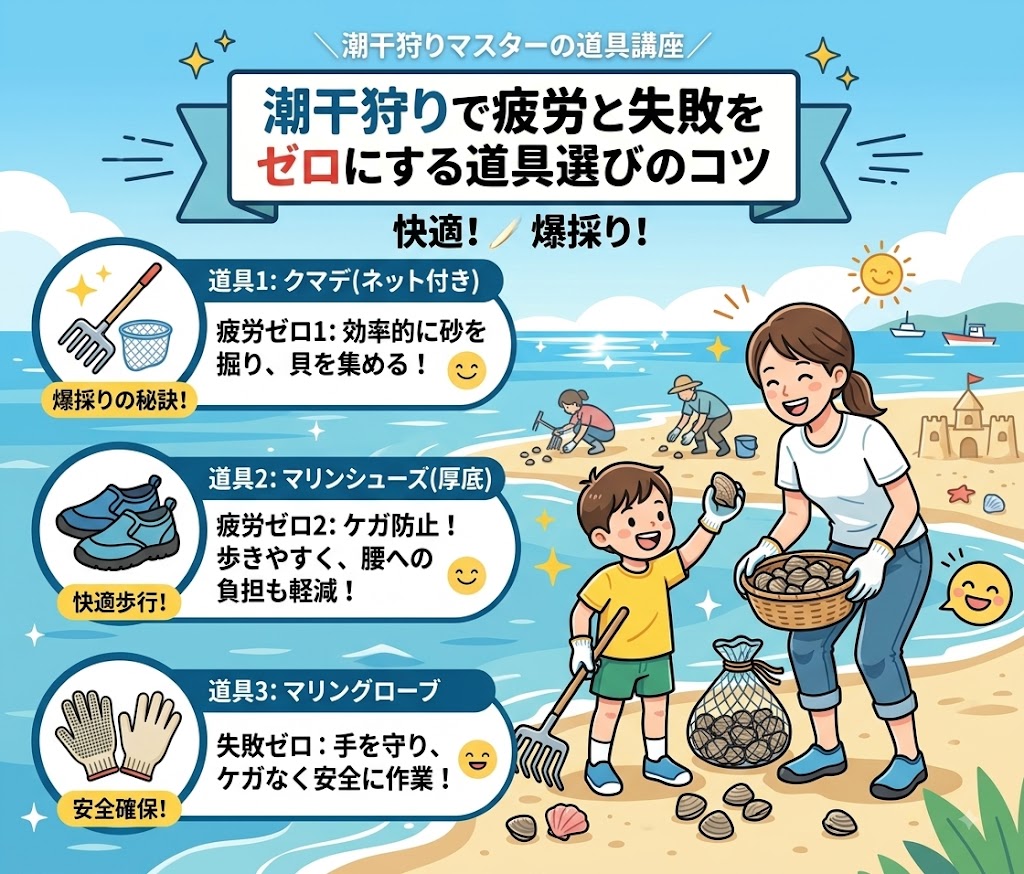 潮干狩りで疲労と失敗をゼロにする道具選びのコツ